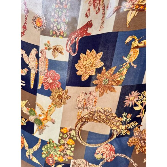 Vintage SALVATORE FERRAGAMO Navy Patchwork Silk Twill 34" x 33" Square Scarf - Picture 14 of 15